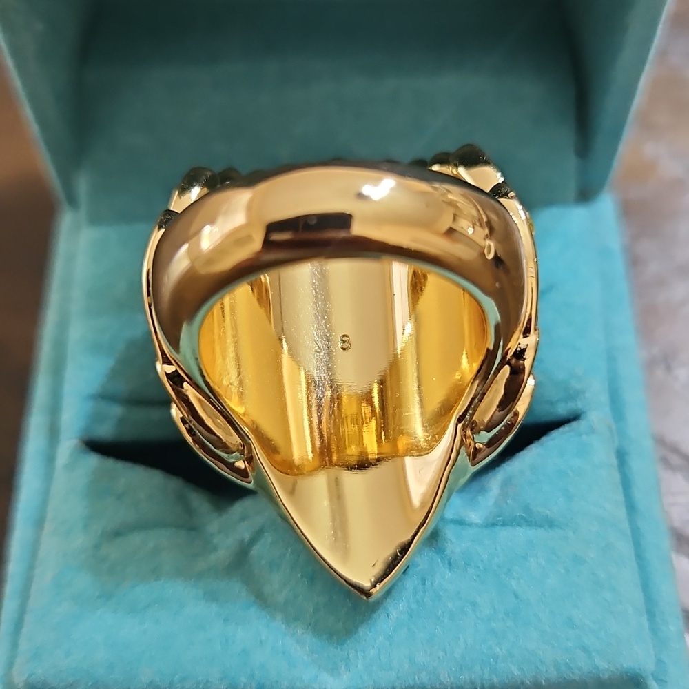 NWOT Size 9 Kurt Geiger Gold-Tone Multicolor Crystal Peacock Ring - Picture 4 of 5